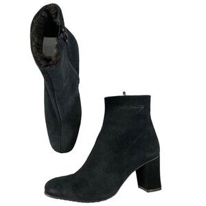 Pertti Palmroth Black Suede Fur Lined Ankle Booties Finland‎ Womens Size 7.5